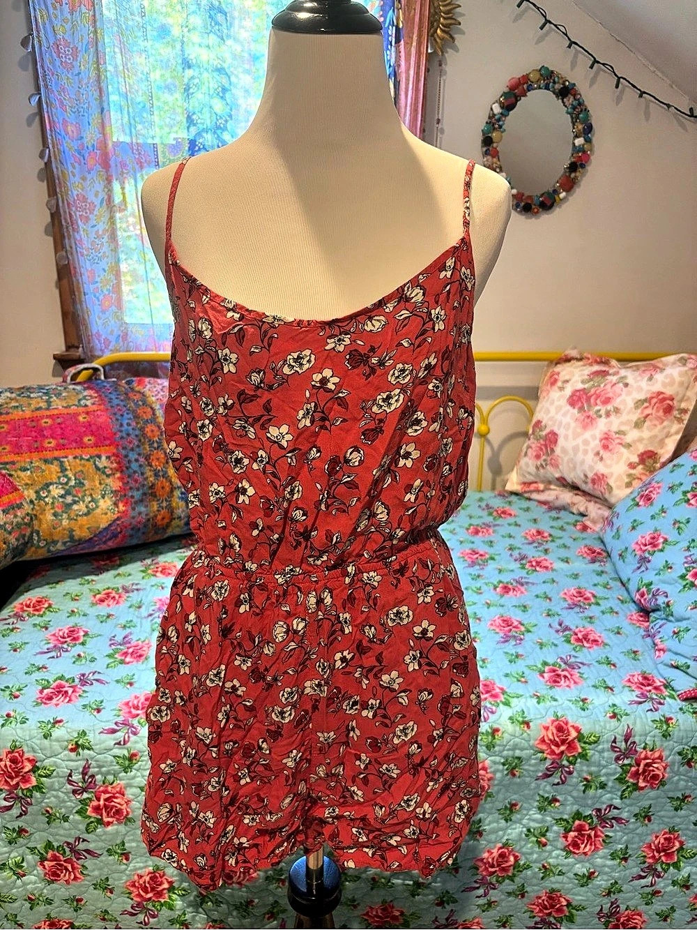 Floral Coral Romper Like New